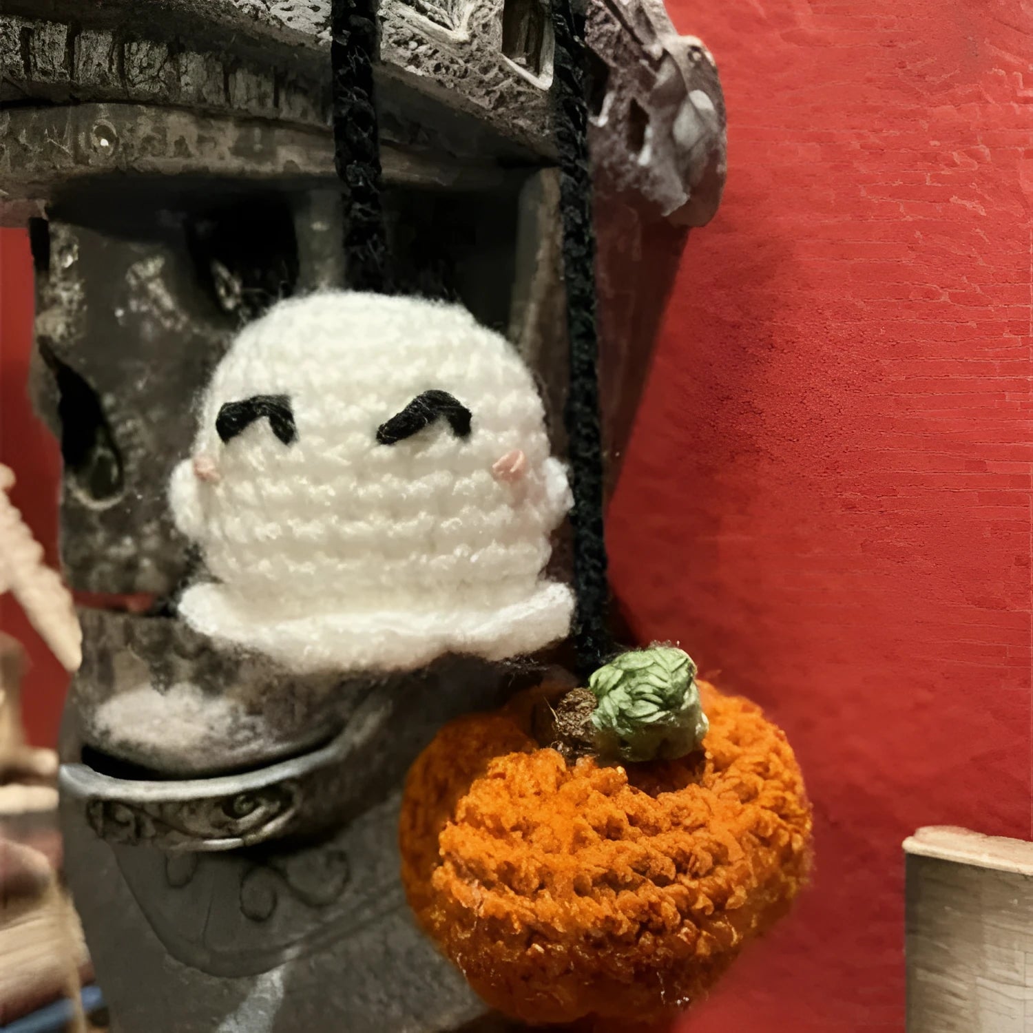 Plush hand-woven car hanging ornament in a cartoon design made from polyester