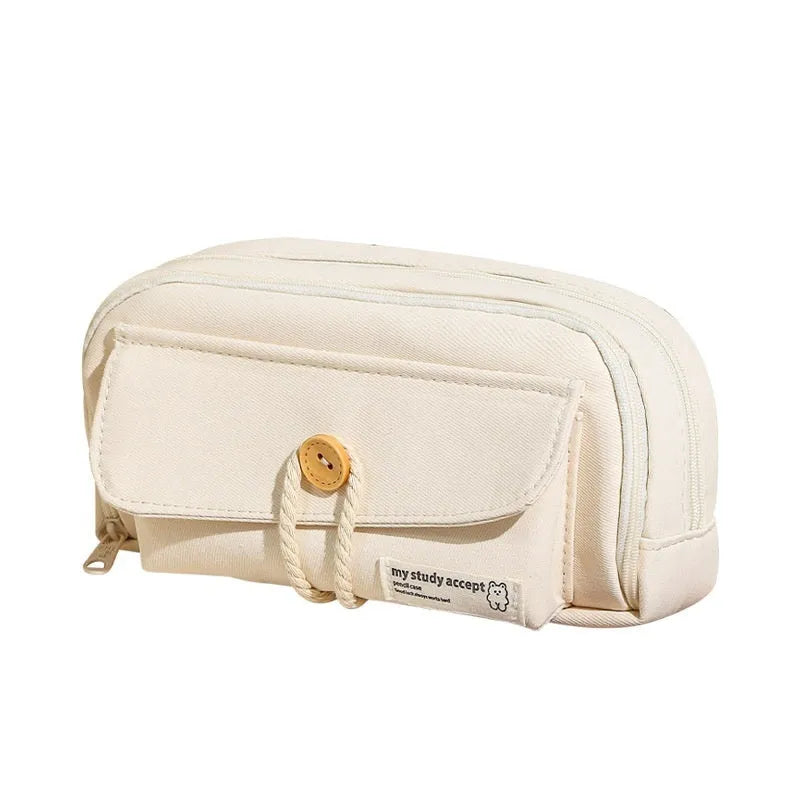 Canvas pencil case for girls in multiple colours with storage for school supplies