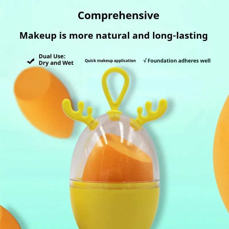 Non-latex dual-use water drop beveled makeup sponge in coral teardrop colour for foundation blending