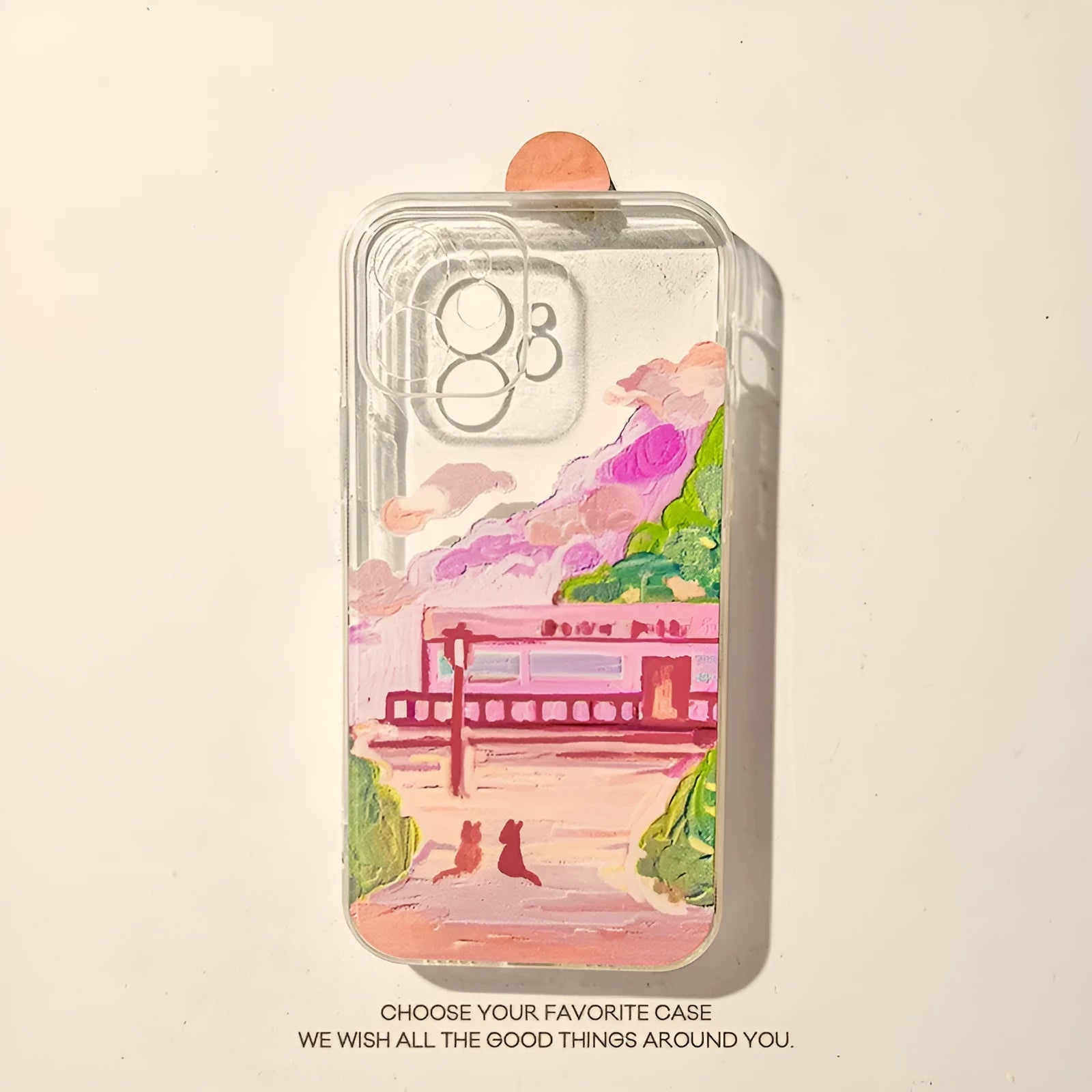 Soft silicone iPhone case featuring a two cat cartoon design on a rear cover style protective shell.