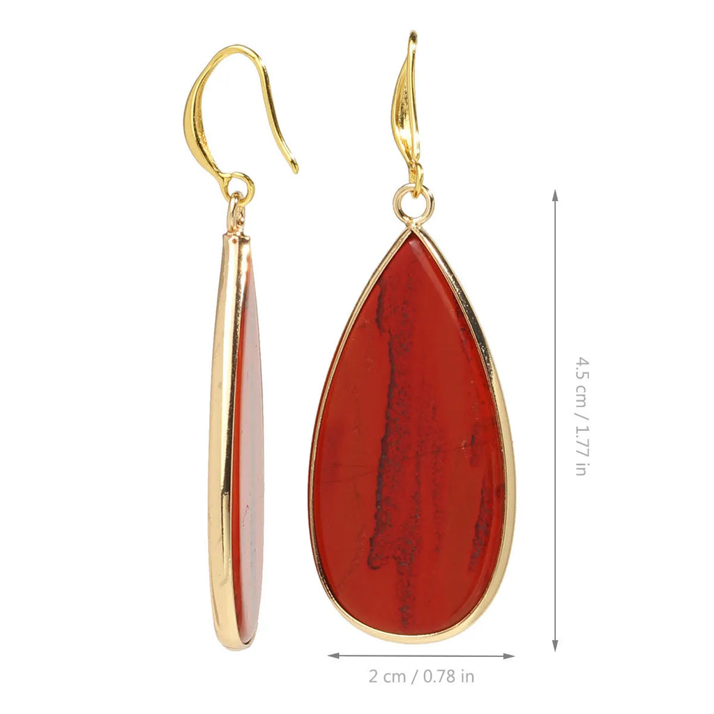 Vintage stone drop earrings with water droplet texture in Tigereye, amethyst, pink crystal, Redstone or turquoise