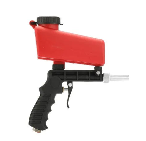 Portable gravity feed pneumatic sandblasting gun with black or blue colour options