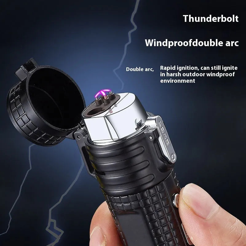 TH727 multi-functional waterproof flashlight lighter in metal construction with colour options