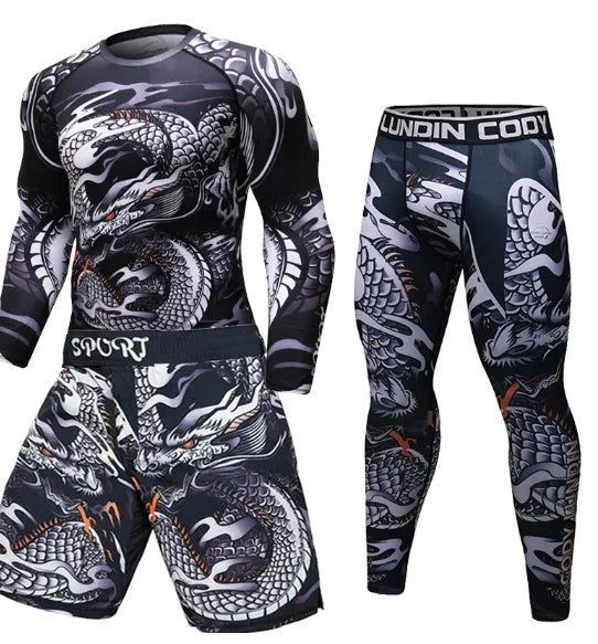 MMA compression rashguard long sleeve T shirt in polyester for gym training