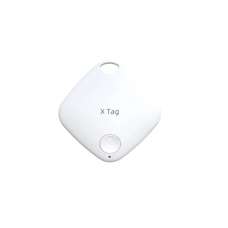 Small round black Bluetooth key ring tracker with a silver metal keyring loop.