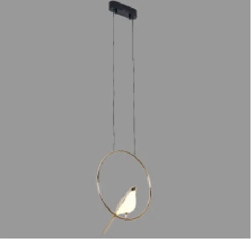 Modern simple aluminium alloy hall chandelier lamp with adjustable height on a neutral background.