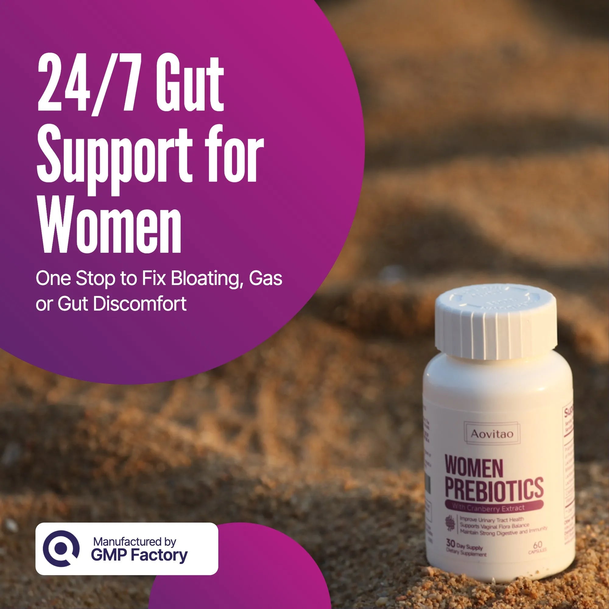 AOVITAO Women's Probiotic 60 Billion CFU capsules for vaginal pH balance and digestive health