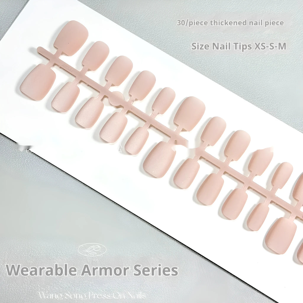 Set of frosted velvet false nails with Cat's Eye effect in short ladder sizes XS, S, and M on a clear background.