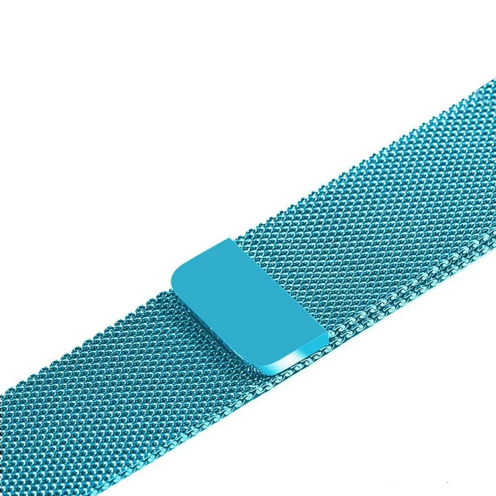 Stainless steel watch strap in silver, shown with measurements for 38mm/42mm cases and 22mm/24mm lugs.