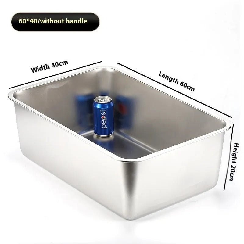 Large anti-wear stainless steel cat litter box, 60x40x20 cm, with smooth metal finish
