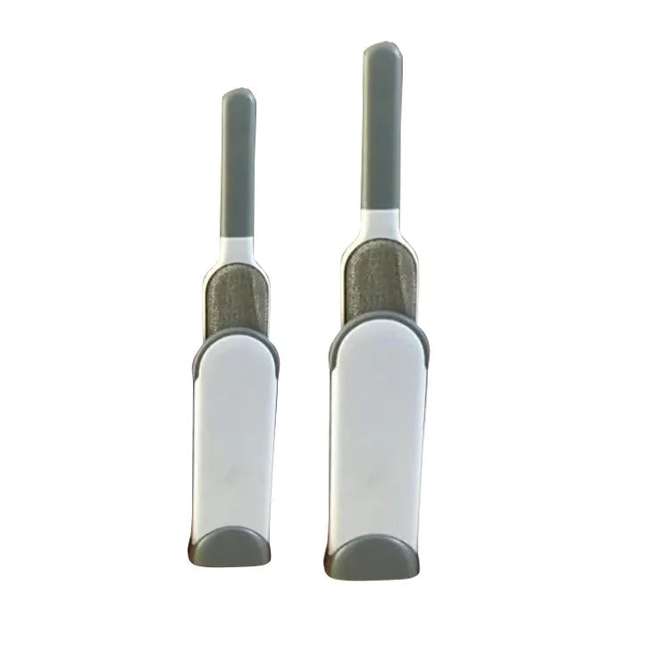 Reusable pet hair removal brush with double-sided roller and self-cleaning base