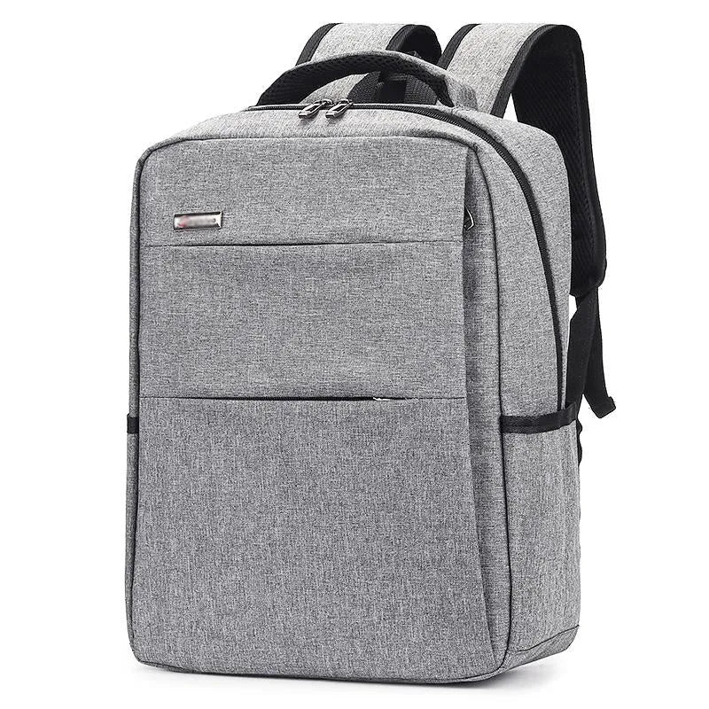 Waterproof rechargeable laptop backpack in black showing shoulders style design with Oxford cloth construction