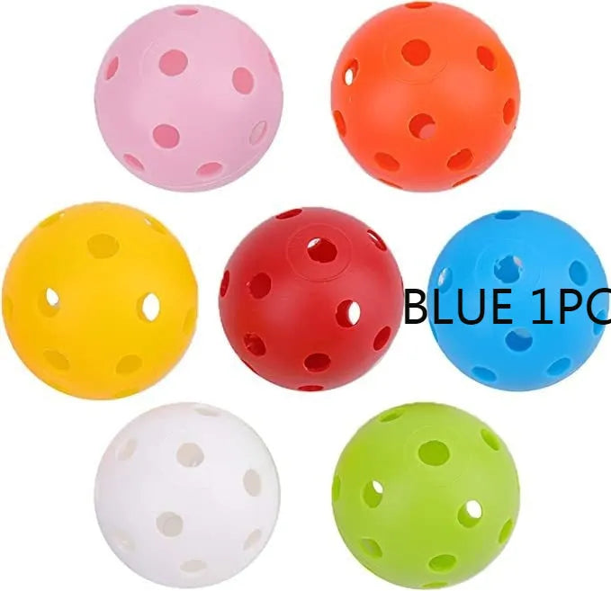 Multi-colour 42mm golf practice balls in blue, green, orange, red, white and yellow colours