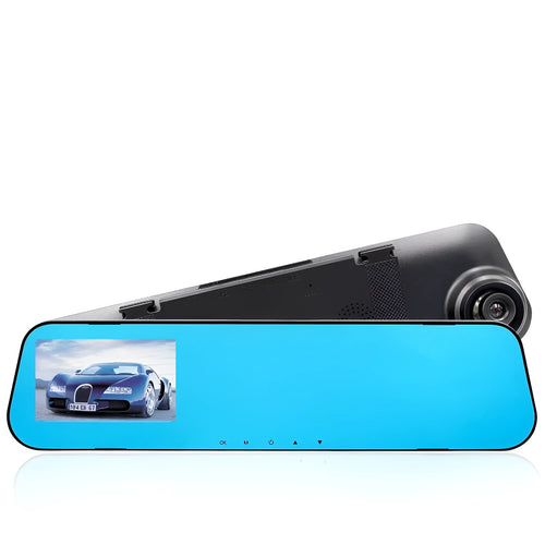 Black car rear view mirror dash cam with 4.0 inch HD display and 1080P recording