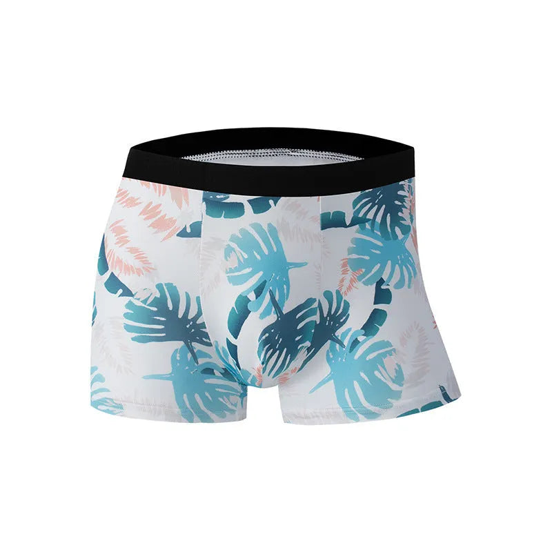 Men's ice silk underwear with fashion printing in mid waist design