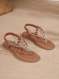 Women's dark brown retro rhinestone sandals with TPR sole and low upper height