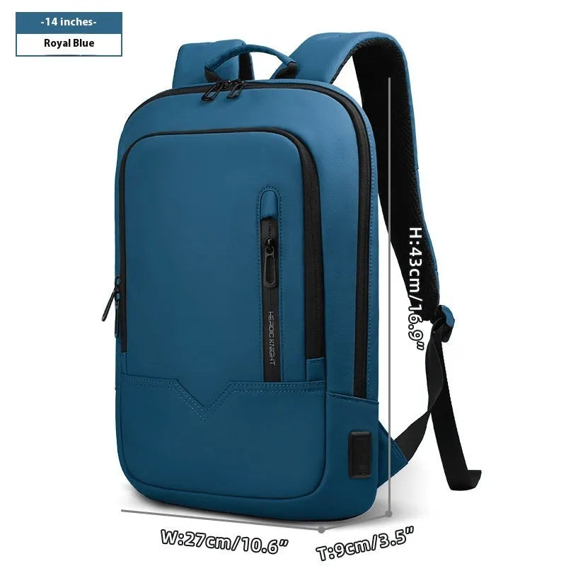 Lightweight polyester computer backpack with USB charging port in various colours