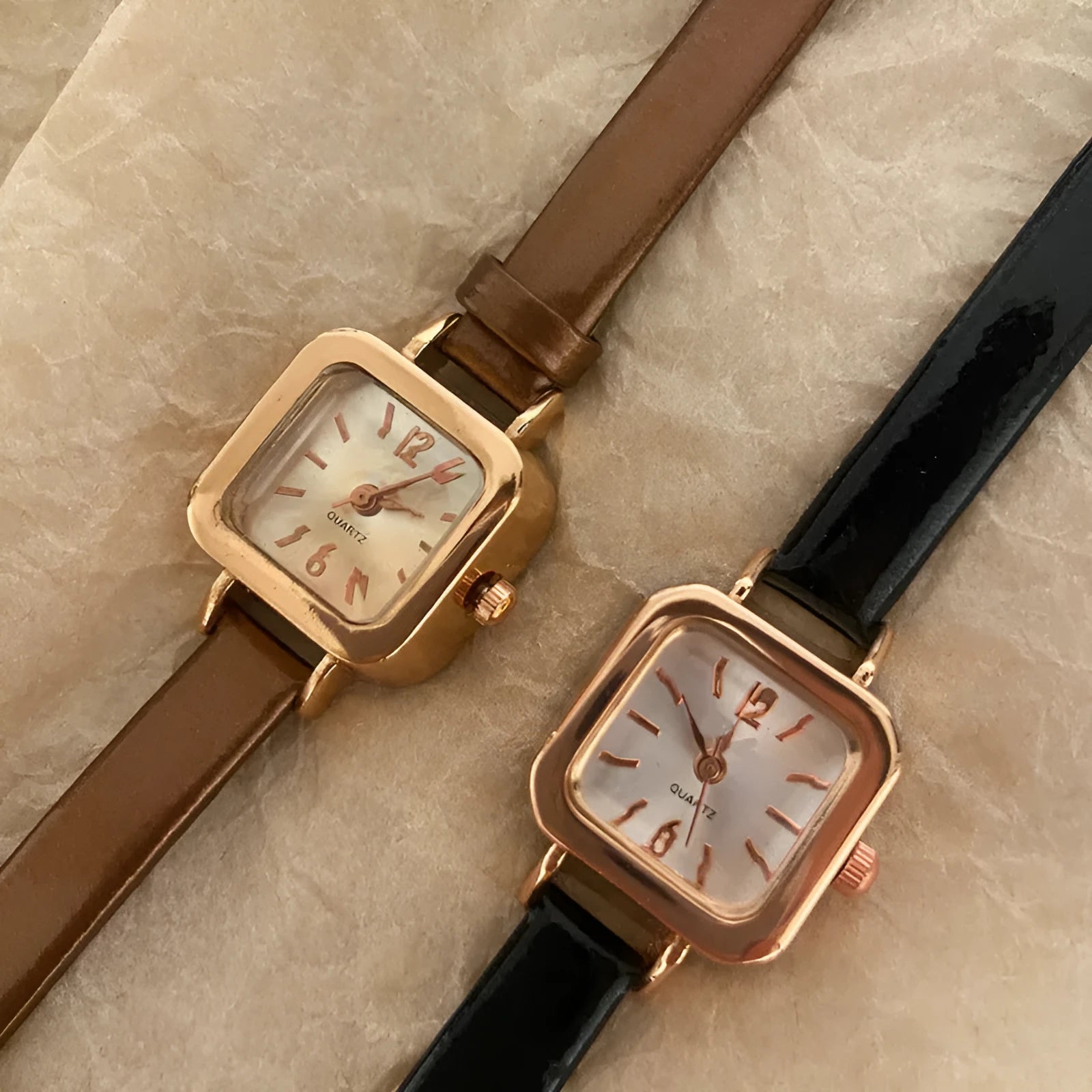 Women's retro personality fashion watch with alloy case in black, white, pink or brown colour