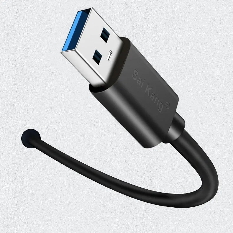Black USB male to female extension cable showing connector details, available in multiple lengths.