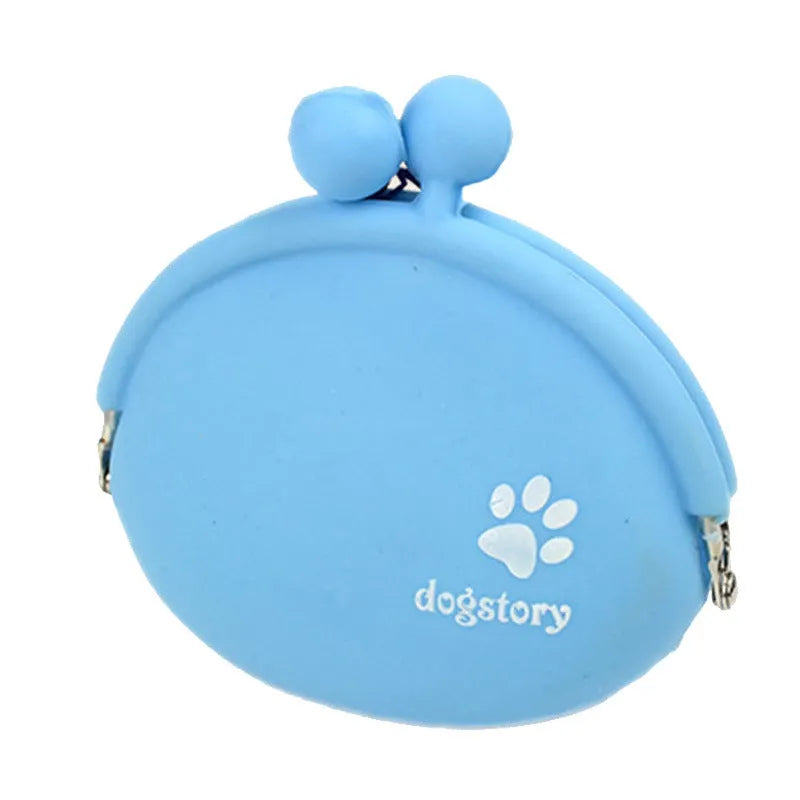 Yellow silicone dog treat pouch attached to waist belt for hands-free training