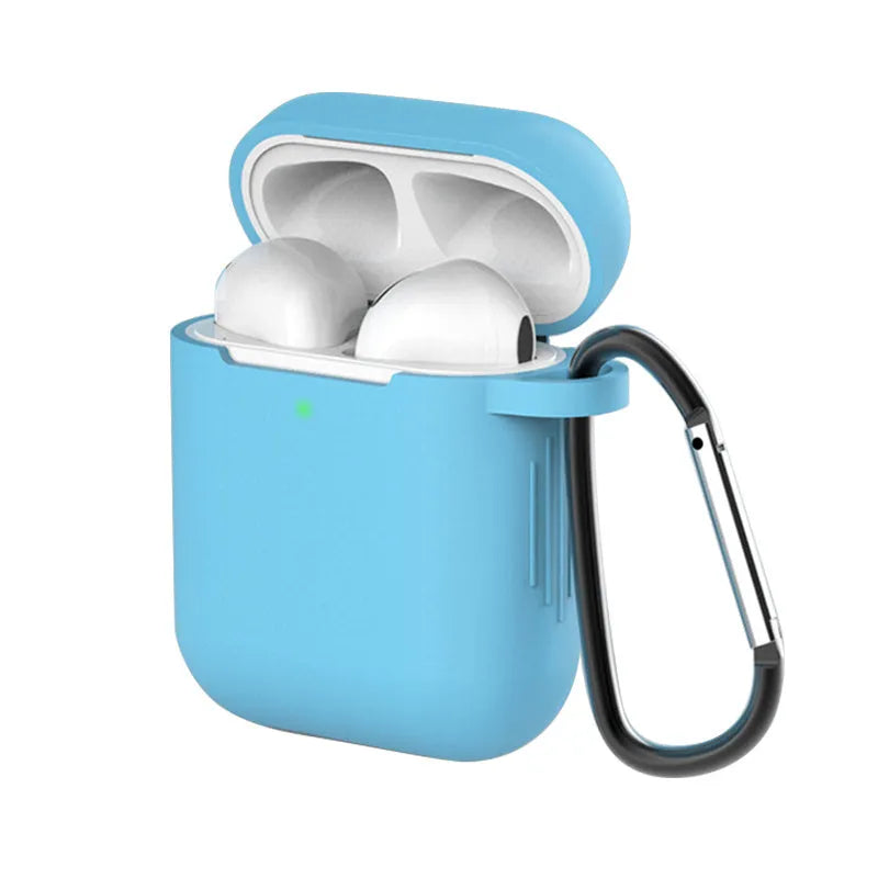 Liquid silicone clamshell cover for Apple AirPods first and second generation in multiple colours.