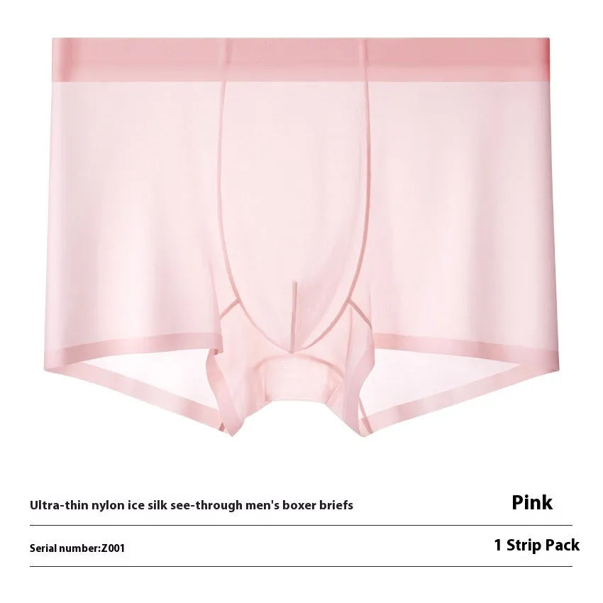 Ice Silk breathable boxer briefs in solid colours with seamless quick-drying design