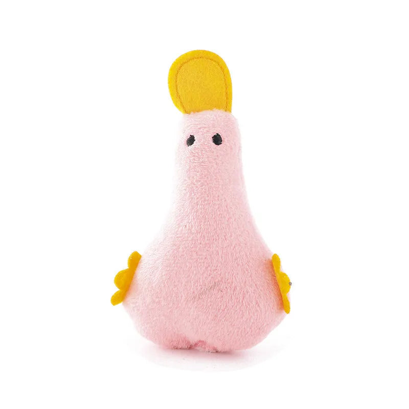 Plush duck pet toy with catnip and squeaker in blue colour