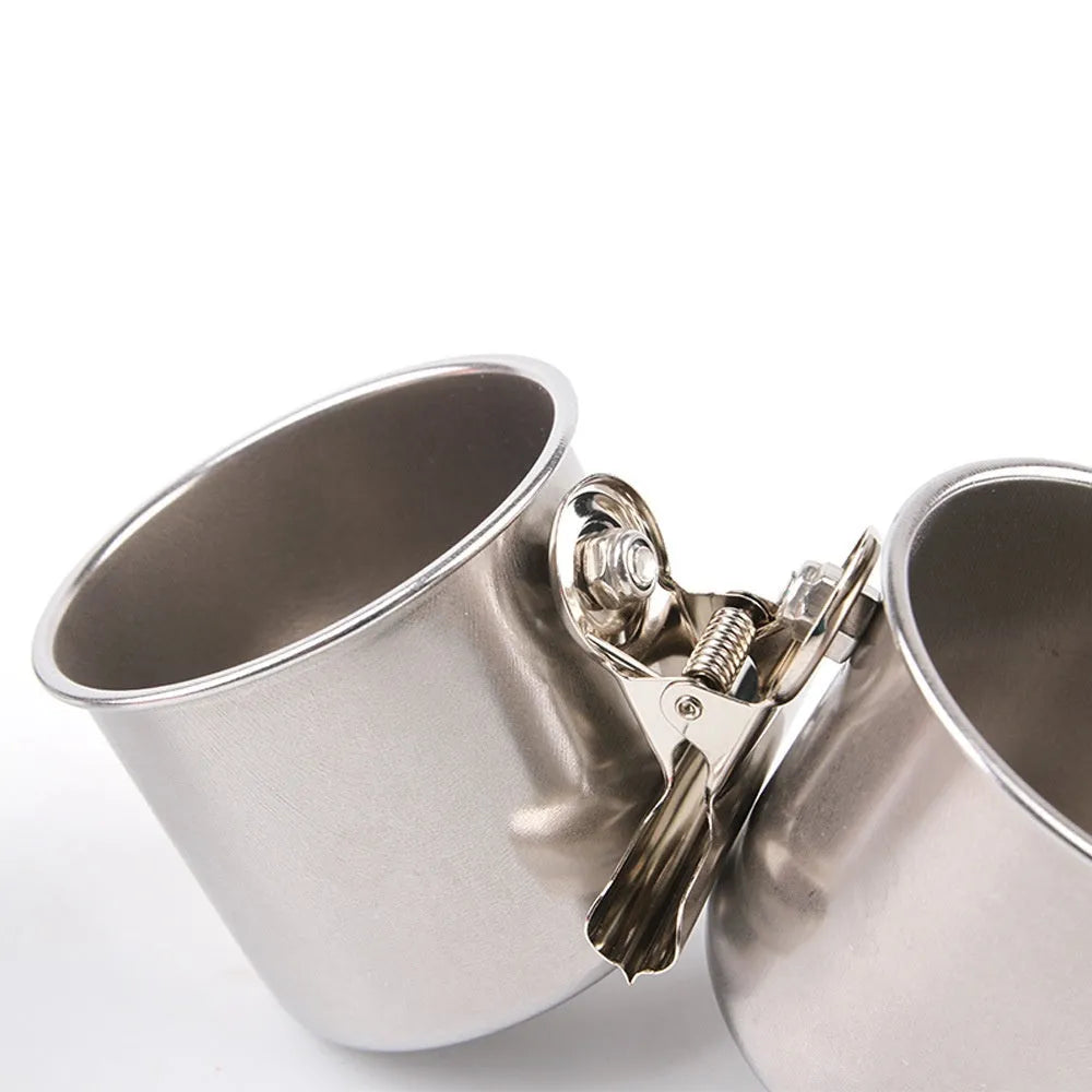 Stainless steel outdoor birdcage feeder in natural colour, shown in three size options.
