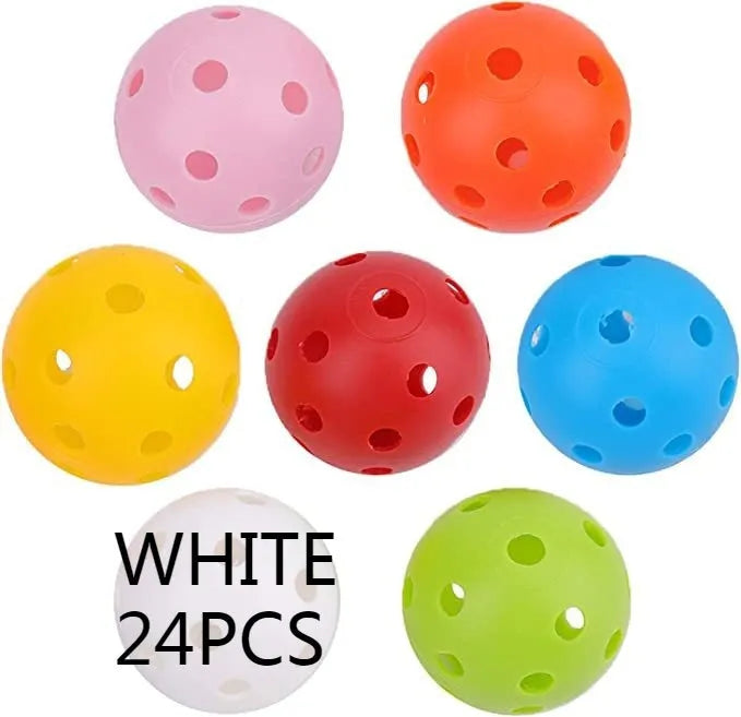 Multi-colour 42mm golf practice balls in blue, green, orange, red, white and yellow colours