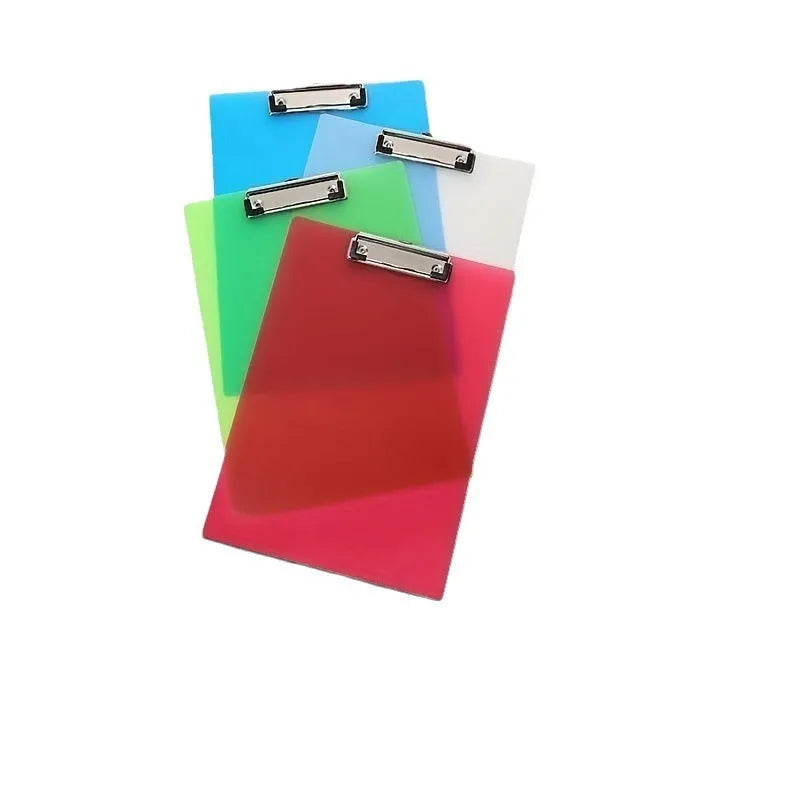 Transparent A4 A5 clipboard with metal flat clip on PP plastic writing board