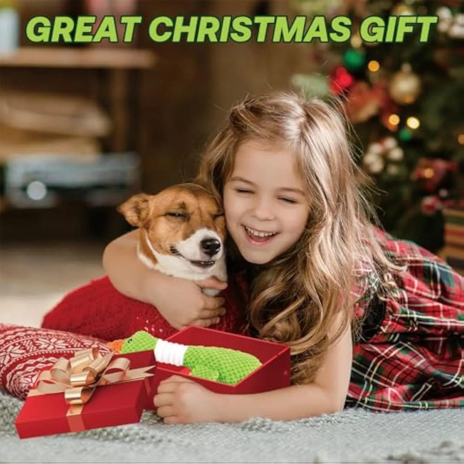 Blue green and grey durable duck plush dog toy with squeakers for chewing and play