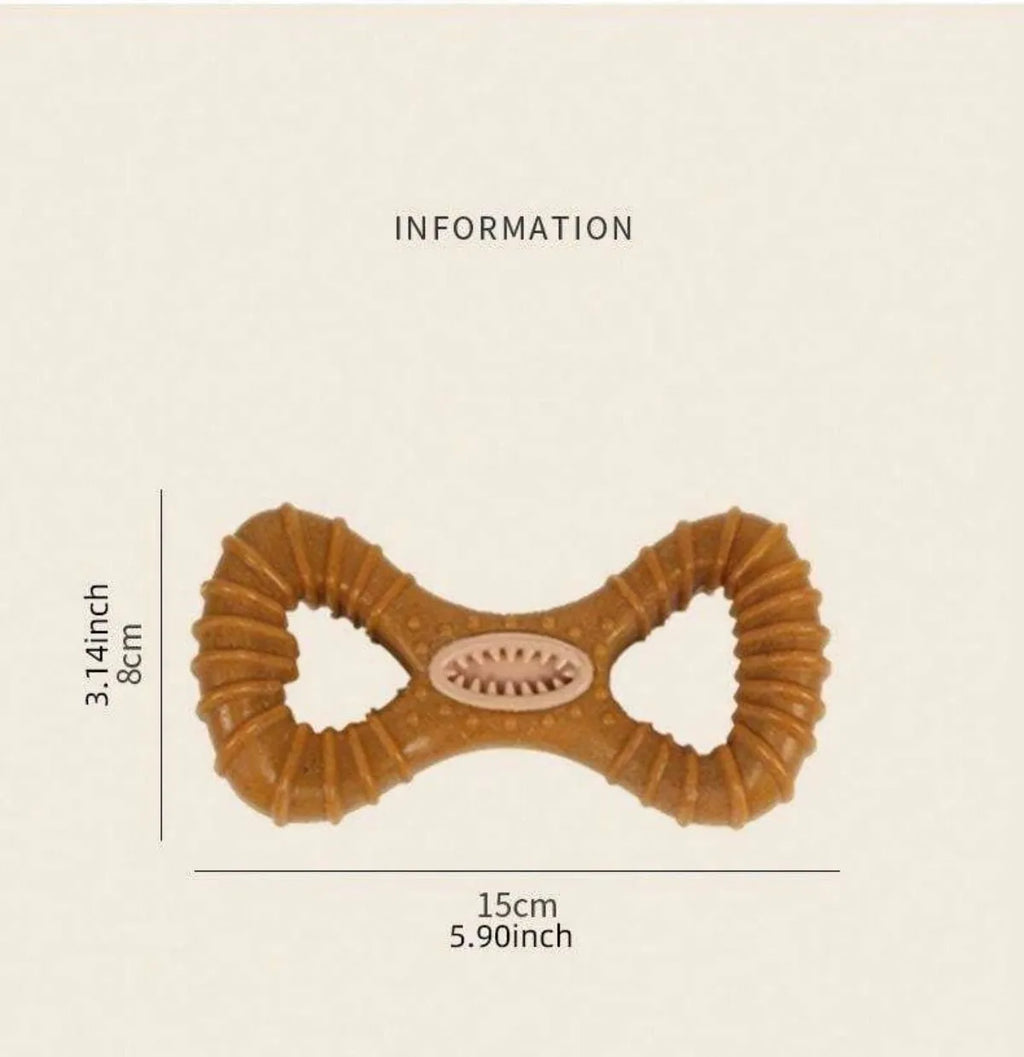 Natural rubber dog chew bone toy in Y-shape and 8-shape designs for teeth cleaning