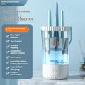 White rechargeable electric cleaning brush for makeup tools with USB charging cable