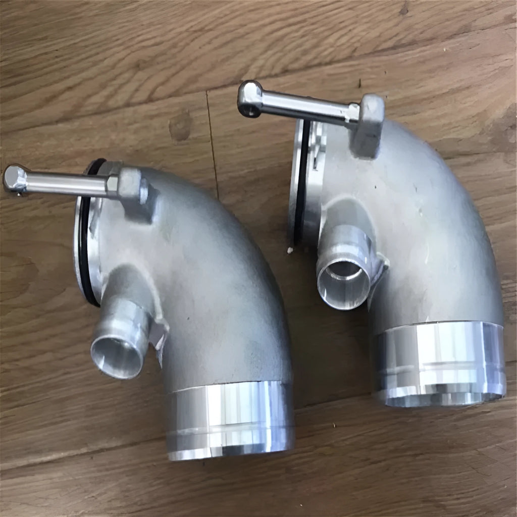 Aluminium alloy 90-degree turbo turbine elbow for modified car lateral engine positioning