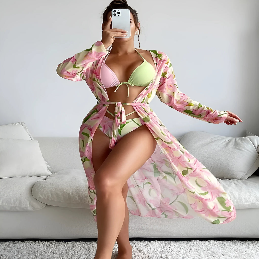 Women's printed quick-dry swimsuit bikini in European style