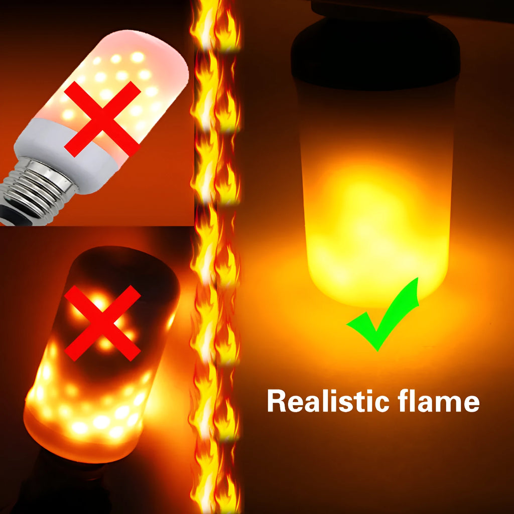 LED decorative bulb emitting orange flickering light to imitate a flame