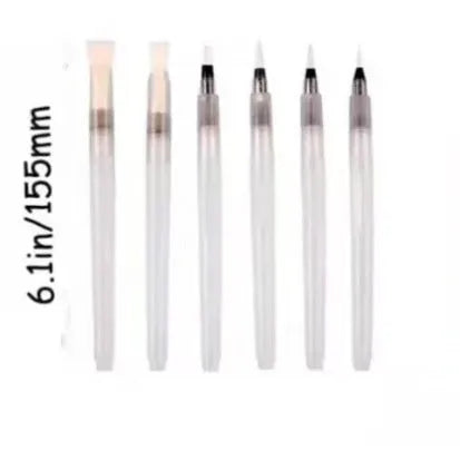 Cartoon wood pulp paper and painting sponge set with six fountain pens and heart, round, square paper shapes