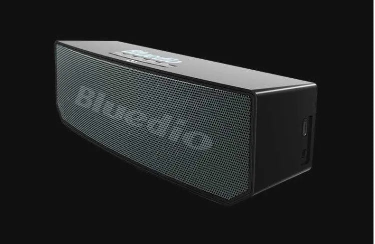 Black Bs-6 cloud smart speaker showing compact dimensions and speaker grille