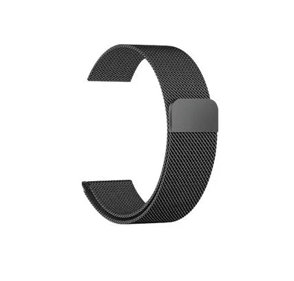 Stainless steel watch strap in silver, shown with measurements for 38mm/42mm cases and 22mm/24mm lugs.