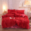 Soft plush mink velvet duvet cover set with pillowcases in beige colour for winter warmth
