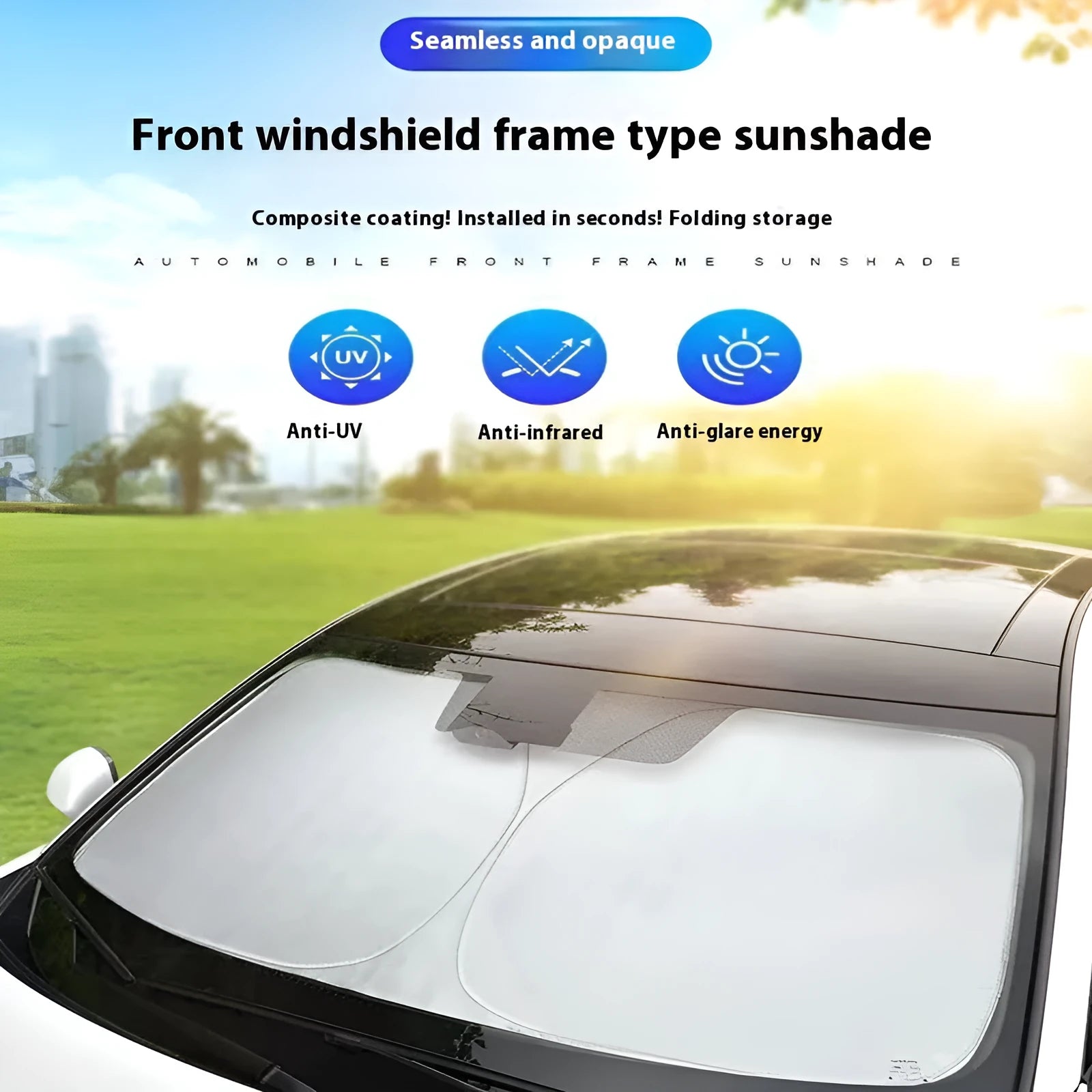 Titanium silver aluminium foil car sunshade for windscreen heat and UV protection