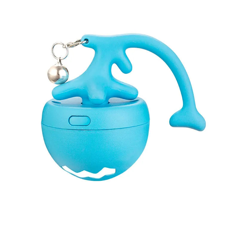 USB electric cat teasing ball with fish bone design and extendable teasing stick with feather attachments