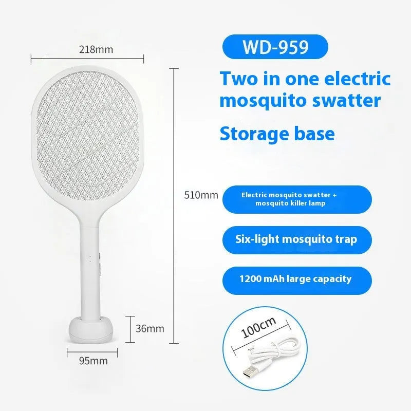 Purple and blue rechargeable electric mosquito swatters for indoor use.