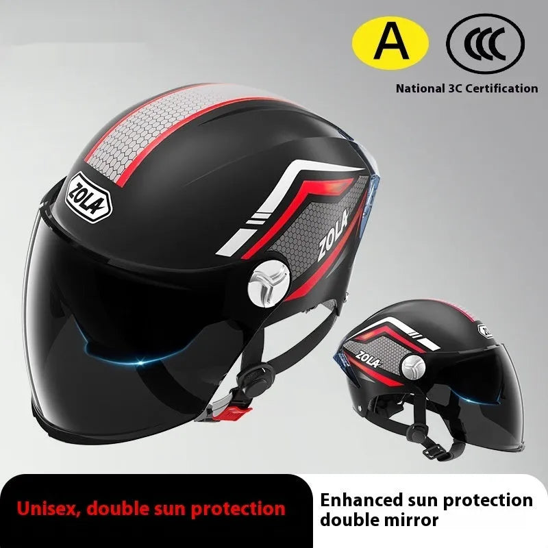 Children's 3C certified motorcycle half helmet in multiple colour options with double mirror finishes