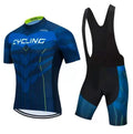 Cycling jersey and shorts set with moisture-wicking fabric in multiple colour options