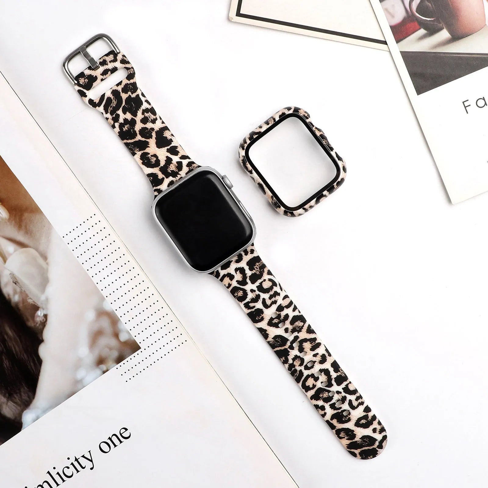 Printed silicone replacement watch strap for Apple Watch in multiple sizes and style designs.