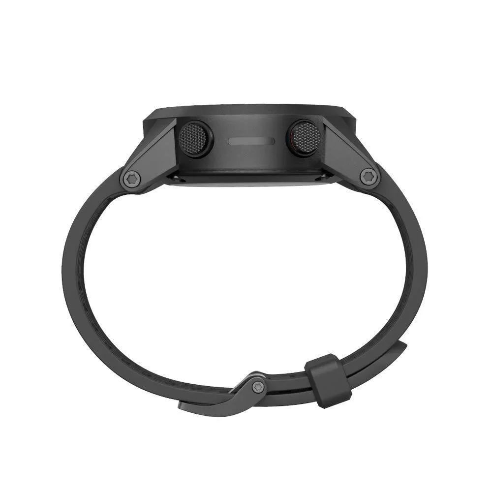 Black silicone watch strap with stainless steel watch-button connection for Jiaming 26mm watches
