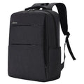 Waterproof rechargeable laptop backpack in black showing shoulders style design with Oxford cloth construction