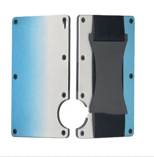 Metal card bag wallet with RFID anti-theft blocking, solid colour, frosted finish, unisex coin and card holder