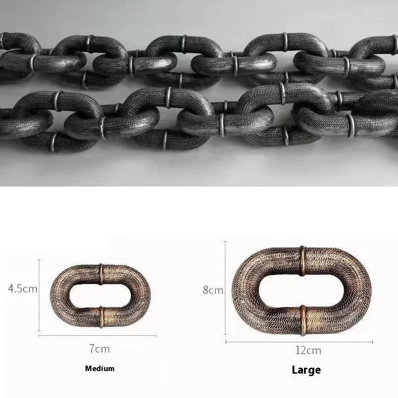 PP plastic dog leash simulation rope prop in bronze, antique silver, or black colours for video filming.